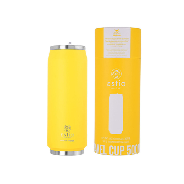 01-10324 TRAVEL CUP SAVE THE AEGEAN 500ml PINEAPPLE YELLOW