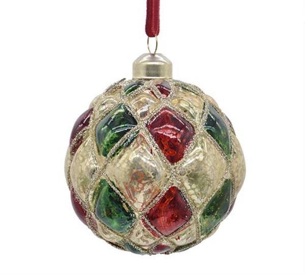 BL433 GLASS BALL RHOB DES MULTICOLOR,D.8CM