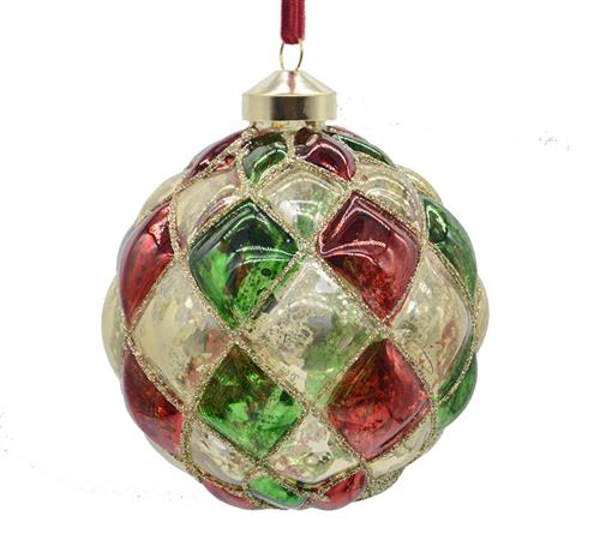 BL434 GLASS BALL RHOB DES MULTICOLOR,D.10CM