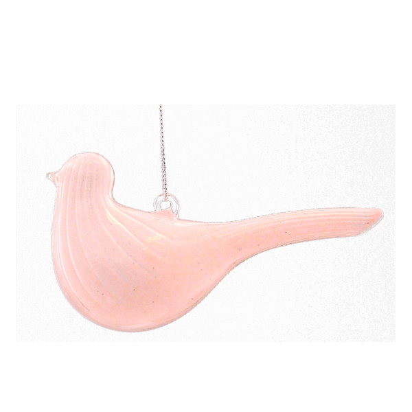 19002 12/96-12CM GLASS PINK BIRD HANGING ORN