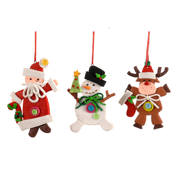 12/144-3Asst 12,5cm Claydoug santa/snowman/reindeer