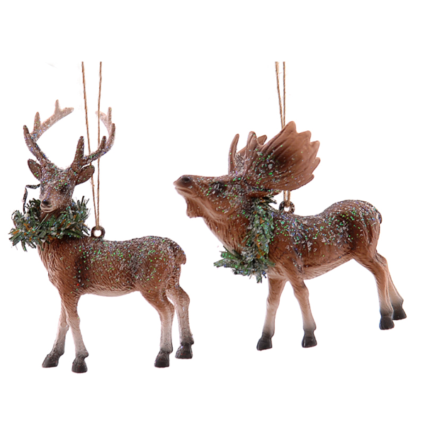 24/144-2Asst 13,80cm Plastic reindeer orn