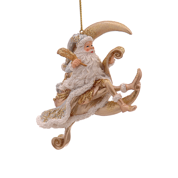 12/72-10cm Polyresin santa sitting on the moon