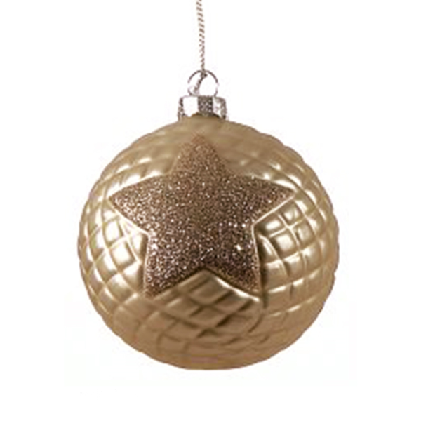 12/72-8cm Glass brown ball w/star