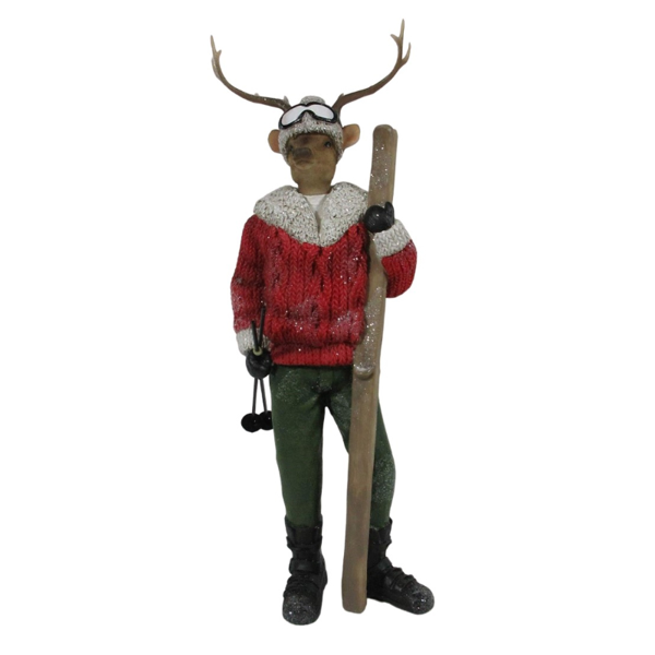 2/6-37cm Poly reindeer in skiing clothes