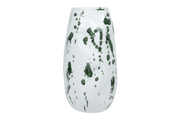 GP645576 WHITE GREEN CERAMIC VASE 15,5x15,5x30 CM